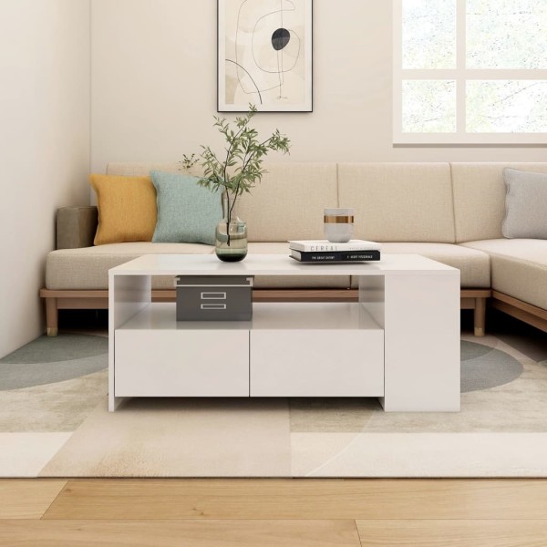 Mesa de centro madera de ingeniería blanco 102x55x42 cm