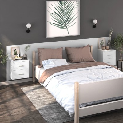 Mesitas de noche de pared 2 unidades blancas