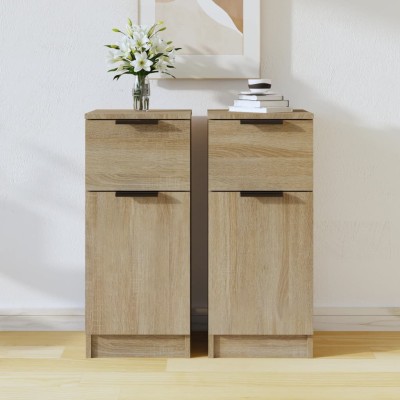 Aparadores 2 uds madera contrachapada roble Sonoma 30x30x70 cm