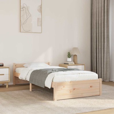 Estructura cama individual sin colchón madera maciza 75x190 cm