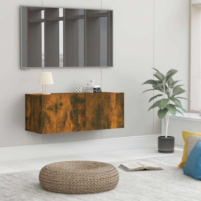 Mueble para TV madera de ingeniería roble ahumado 80x30x30 cm
