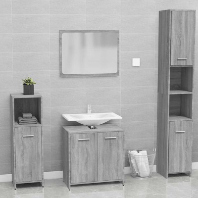 Set de muebles de baño madera contrachapada gris Sonoma