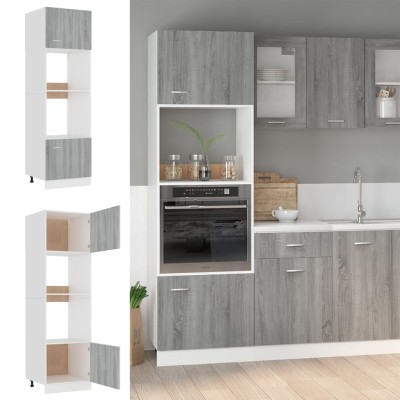 Mueble para microondas "Lyon" gris Sonoma 60x57x207 cm madera de ingeniería