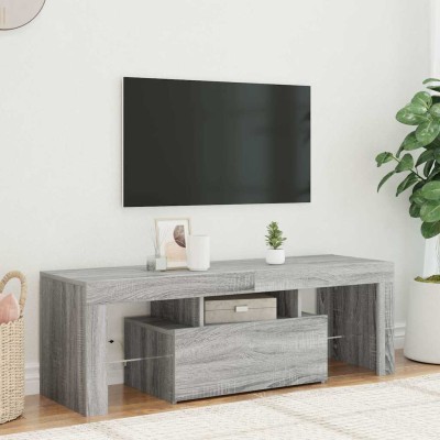 Mueble de TV con luces LED gris Sonoma 120x35x40 cm