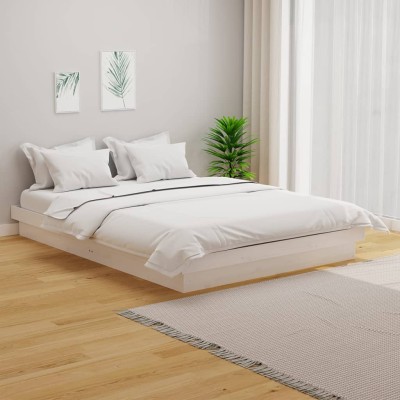 Estructura de cama madera maciza blanca 140x200 cm
