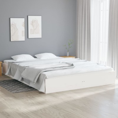 Estructura de cama sin colchón madera maciza blanco 140x200 cm