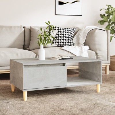Mesa de centro madera contrachapada gris hormigón 90x50x36,5 cm
