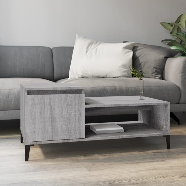 Mesa de centro madera contrachapada gris Sonoma 100x50x45 cm