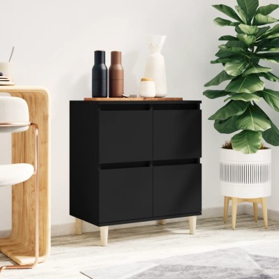 Aparador de madera contrachapada negro 60x35x70 cm