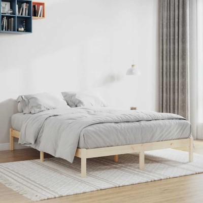 Estructura de cama sin colchón madera maciza de pino 193x203 cm