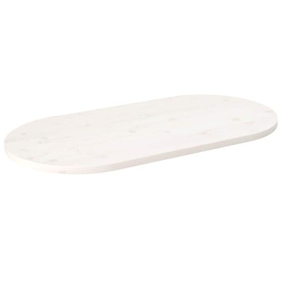 Tablero de mesa ovalado madera maciza pino blanco 100x50x2,5 cm