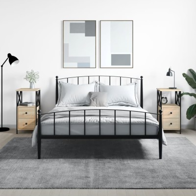Mesita noche 2 uds madera ingeniería roble Sonoma 34x35,5x70 cm