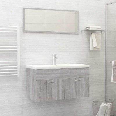 Set de muebles de baño 2 pzas madera contrachapada gris sonoma