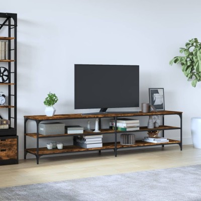 Mueble de TV metal y contrachapada roble ahumado 200x30x50cm