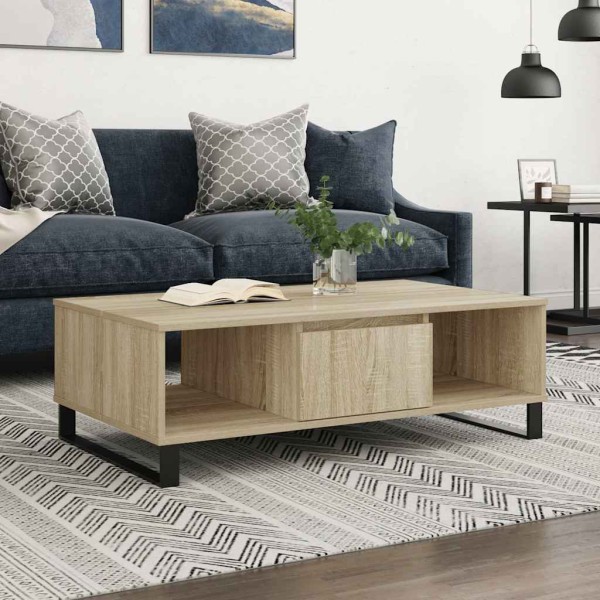 Mesa de centro madera de ingeniería roble Sonoma 104x60x35 cm