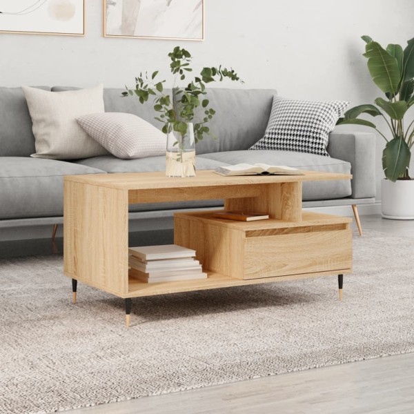Mesa de centro madera contrachapada roble Sonoma 90x49x45 cm