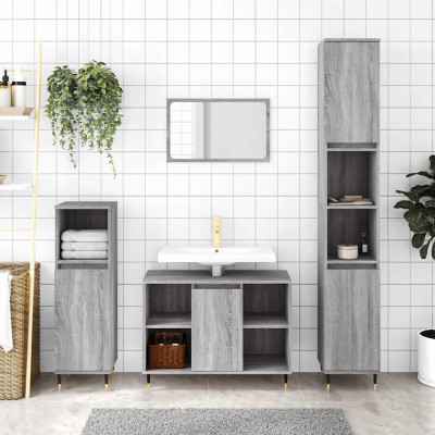Mueble de baño madera de ingeniería gris Sonoma 80x33x60 cm