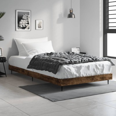 Estructura de cama sin colchón madera roble ahumado 90x200 cm