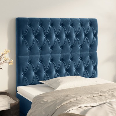 Cabeceros 2 unidades de terciopelo azul oscuro 100x7x78/88 cm