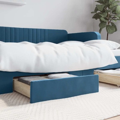 Cajones de cama 2 uds madera de ingeniería y terciopelo azul