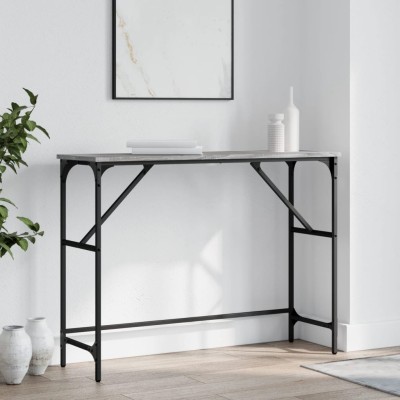 Mesa consola madera de ingeniería gris Sonoma 100x32x75 cm