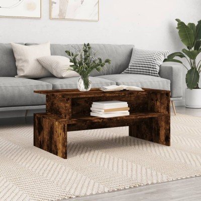 Mesa de centro madera ingeniería roble ahumado 90x55x42,5 cm