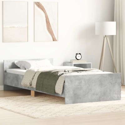 Estructura de cama madera de ingeniería gris hormigón 75x190 cm