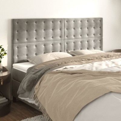Cabeceros 4 unidades de terciopelo gris claro 100x5x78/88 cm