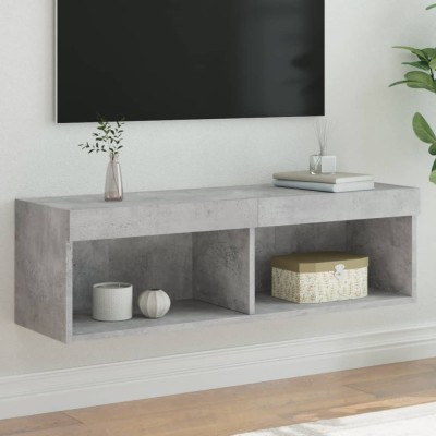 Mueble para TV con luces LED gris hormigón 100x30x30 cm