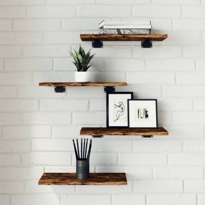 Estantes pared 4 uds madera ingeniería roble humo 40x20x1,5 cm