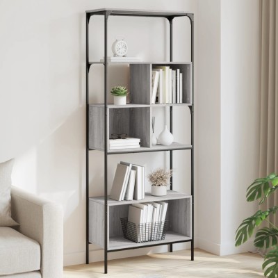 Librería 5 estantes madera ingeniería gris Sonoma 76x33x188,5cm