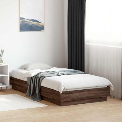 Estructura de cama sin colchón madera marrón roble 90x190 cm