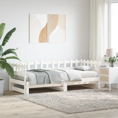 Sofá cama extraíble madera maciza de pino blanco 2x(90x200) cm