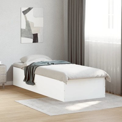 Estructura de cama madera de ingeniería blanca 75x190 cm