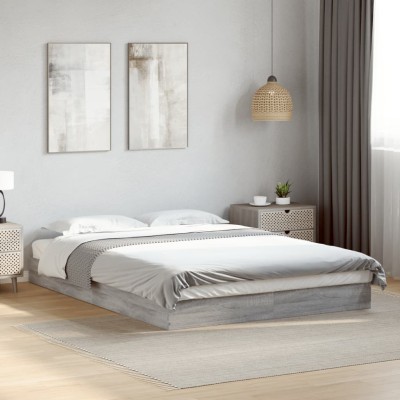 Estructura de cama madera de ingeniería gris Sonoma 140x200 cm