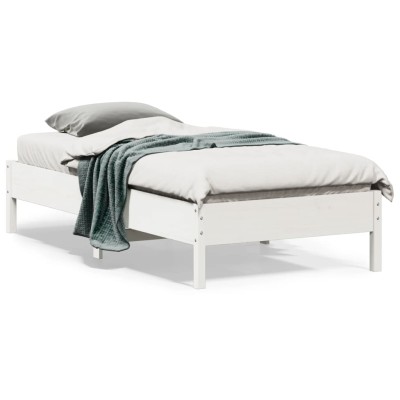 Estructura de cama sin colchón madera maciza blanca 75x190 cm