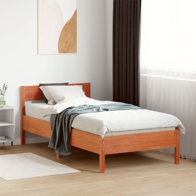 Estructura de cama sin colchón madera de pino marrón 90x200 cm