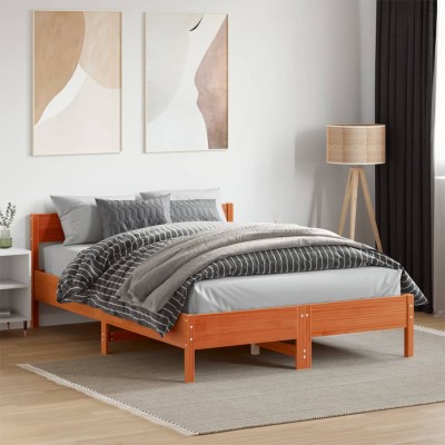 Estructura de cama sin colchón madera maciza marrón 120x190 cm