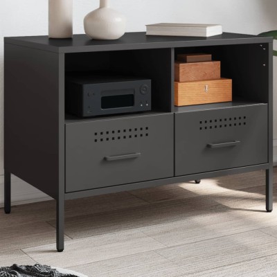 Mueble para TV acero negro 68x39x50,5 cm
