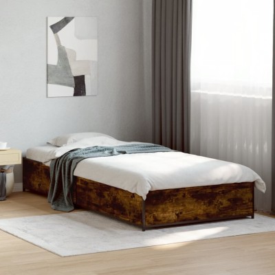 Estructura cama madera ingeniería metal roble humo 75x190 cm