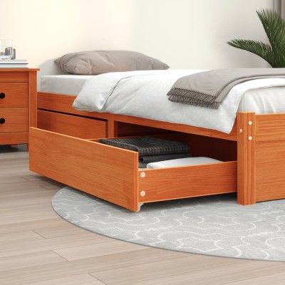Cajones de cama 2 uds madera maciza de pino marrón cera