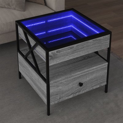 Mesa de centro con Infinity LED gris Sonoma 50x50x51 cm