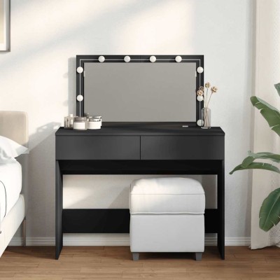 Tocador con luces LED negro 100x40x120 cm