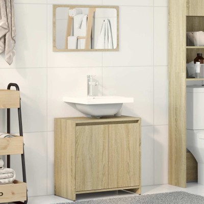 Set de muebles de baño 2 pzas madera contrachapada roble Sonoma