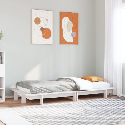 Estructura de cama sin colchón madera maciza blanca 90x190 cm