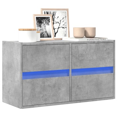 Mueble de TV de pared con luces LED gris hormigón 80x31x45 cm