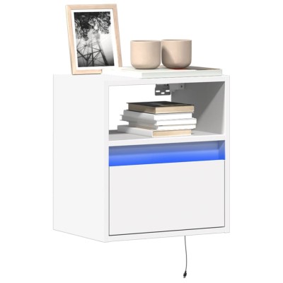 Muebles de TV de pared con luces LED 2 uds blanco 41x31x45 cm
