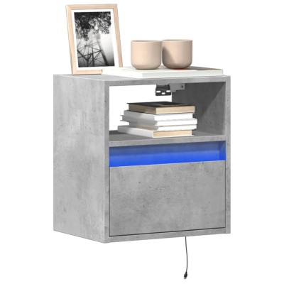 Muebles TV de pared luces LED 2 uds gris hormigón 41x31x45 cm