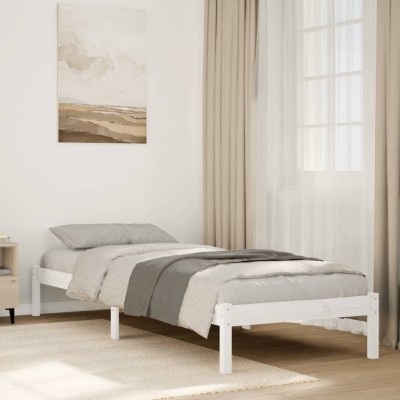 Cama extralarga sin colchón madera maciza pino blanca 90x210 cm