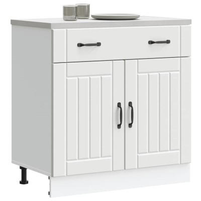 Mueble bajo de cocina Lucca madera de ingeniería blanca